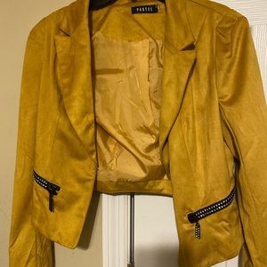 Crop Velvet Mustard Blazer